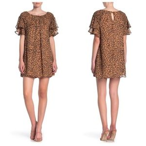 Max + Ash Mock Yoke Animal Print Mini Dress Women's Size Small